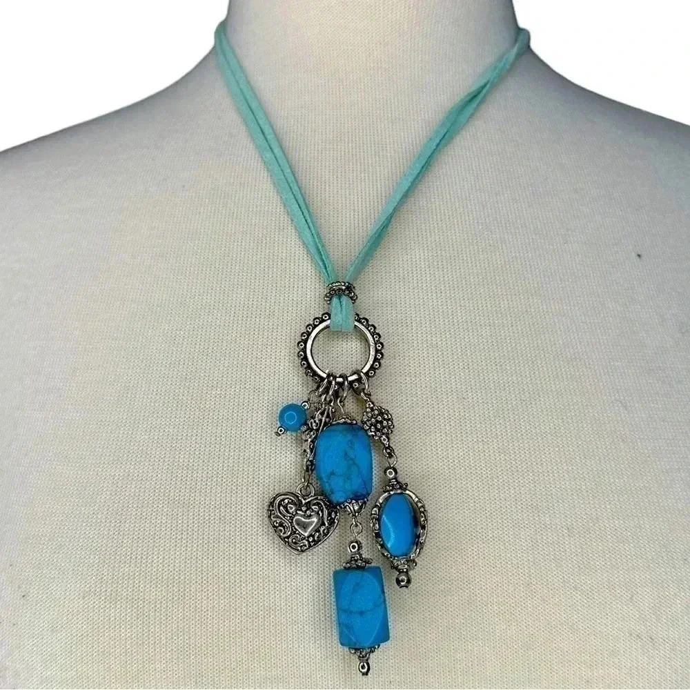 Silver turquoise charm necklace women’s jewelry